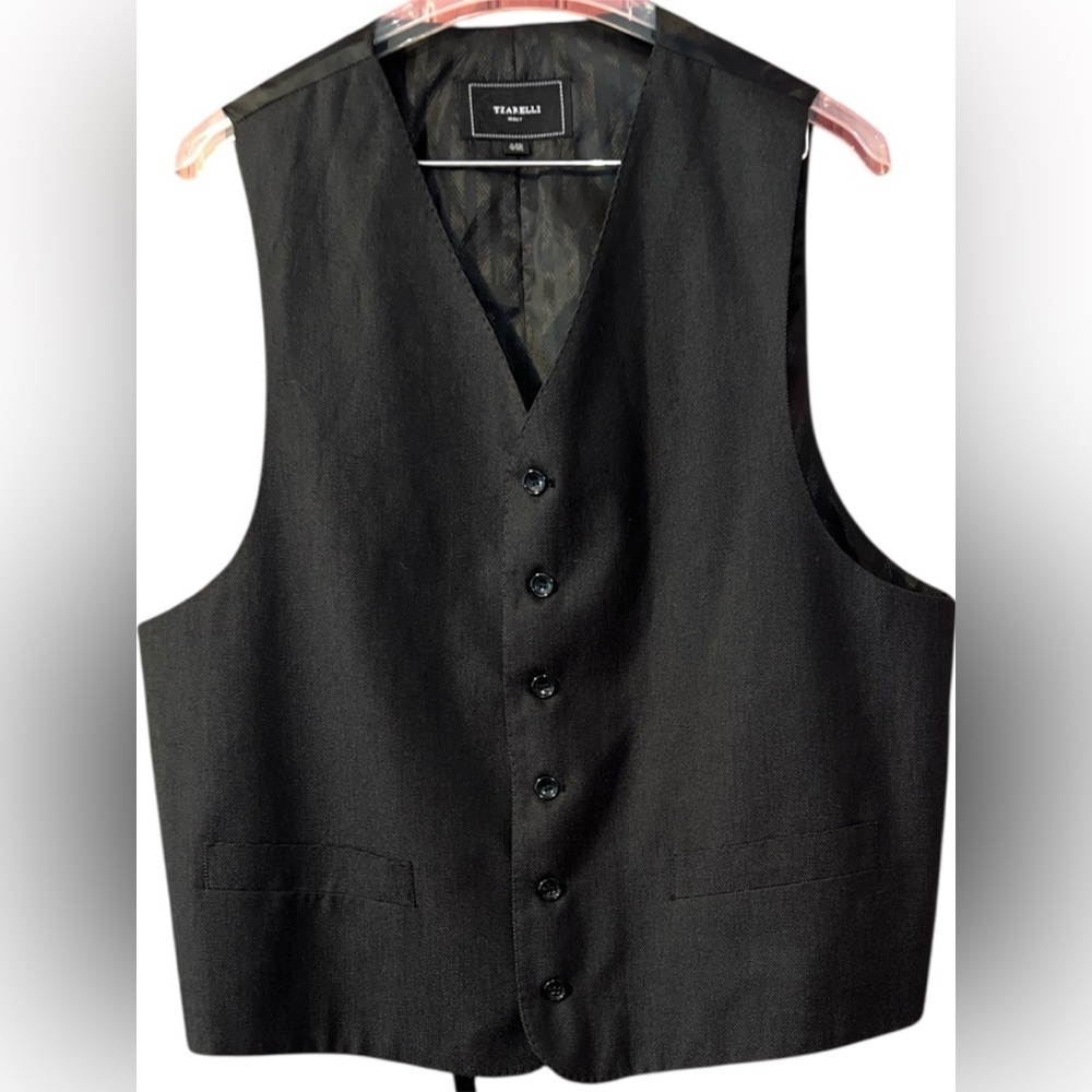 Tzarelli Italy Classic Black Men's Dress Vest 44R